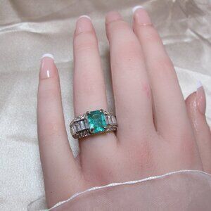 PARIABA GEM STONE LADIES UNIQUE 18K GOLD FILLED LUXURY RING SIZE 7